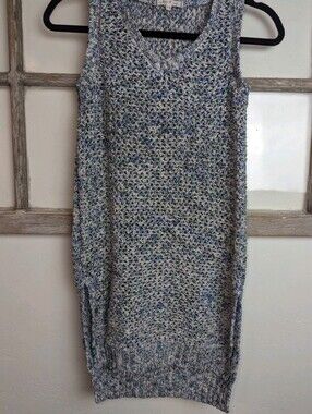 Women's Blue Knit Long Sweater Blouse Dress  By Willow And Clay XS